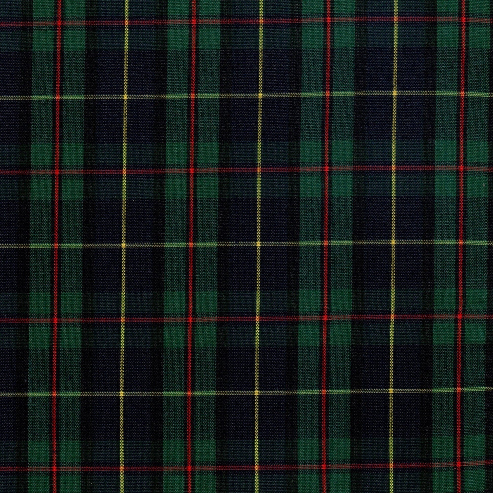 Tela tartán azul marino con franjas verde, rojo y amarillo; ideal para uniformes escolares e institucionales, SchoolLine.