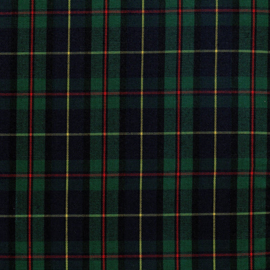 Tela tartán azul marino con franjas verde, rojo y amarillo; ideal para uniformes escolares e institucionales, SchoolLine.