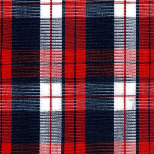 Tela SchoolLine 13002063 Dacron uniforme: tejido tartán rojo, azul marino y blanco, ideal para uniformes escolares e institucionales