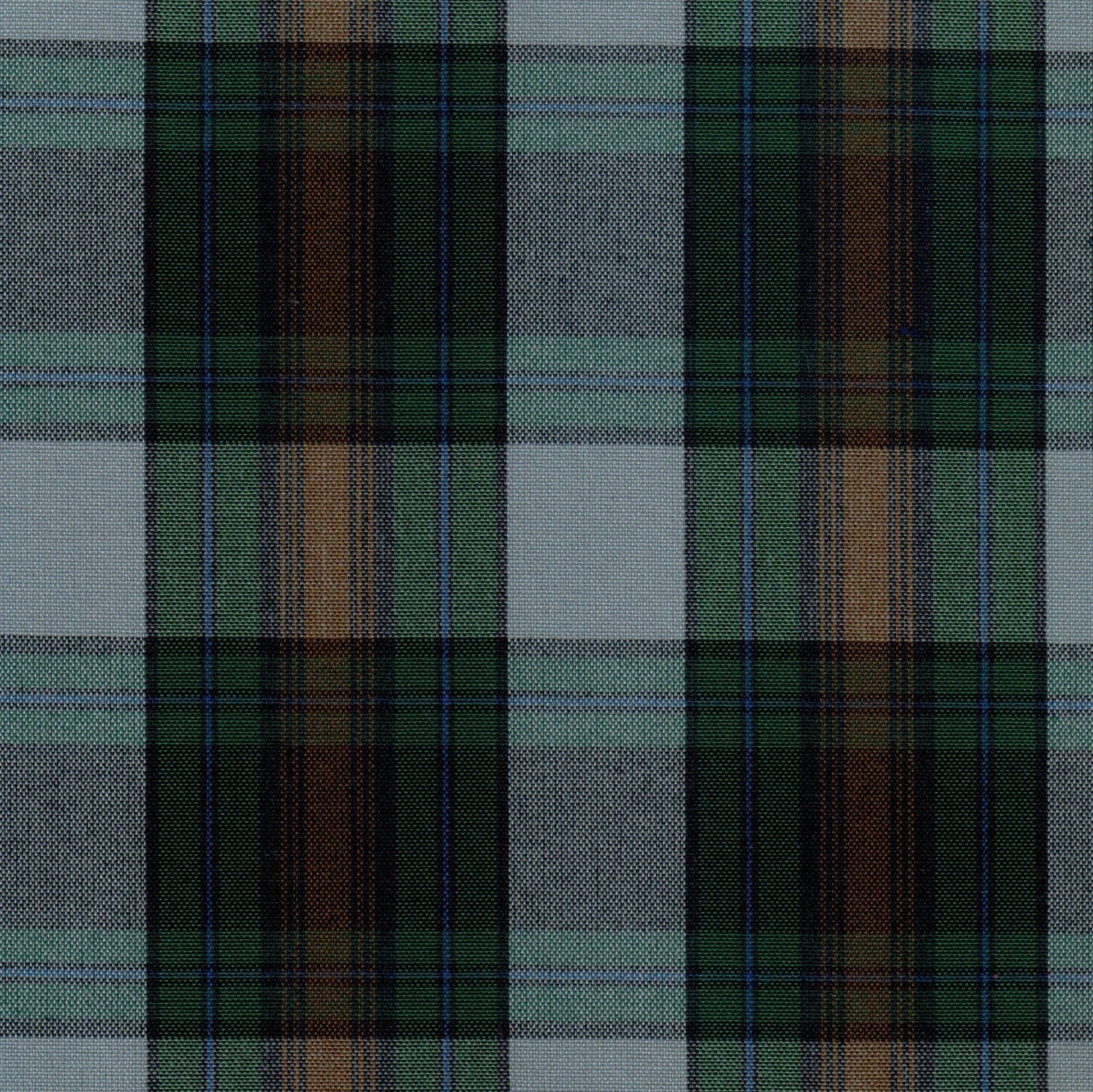 Tela 13002067 Dacron SchoolLine; tartán verde-azul con marrón, ideal para uniformes escolares e institucionales.