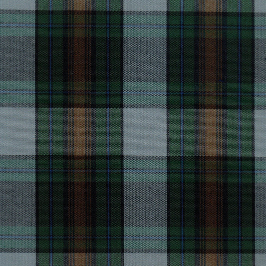 Tela 13002067 Dacron SchoolLine; tartán verde-azul con marrón, ideal para uniformes escolares e institucionales.
