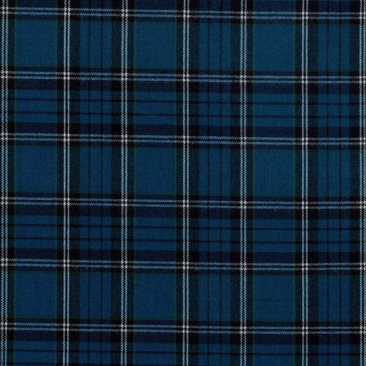 Tela 13002071 Dacron SchoolLine: tartán azul marino con cuadros negros y blancos, tela para uniformes escolares e institucionales