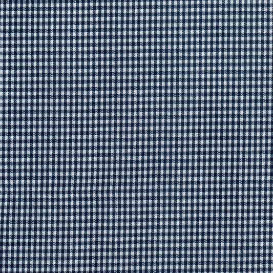 Tela Dacron SchoolLine 13002075 en azul marino y blanco con cuadros gingham, ideal para uniformes escolares.