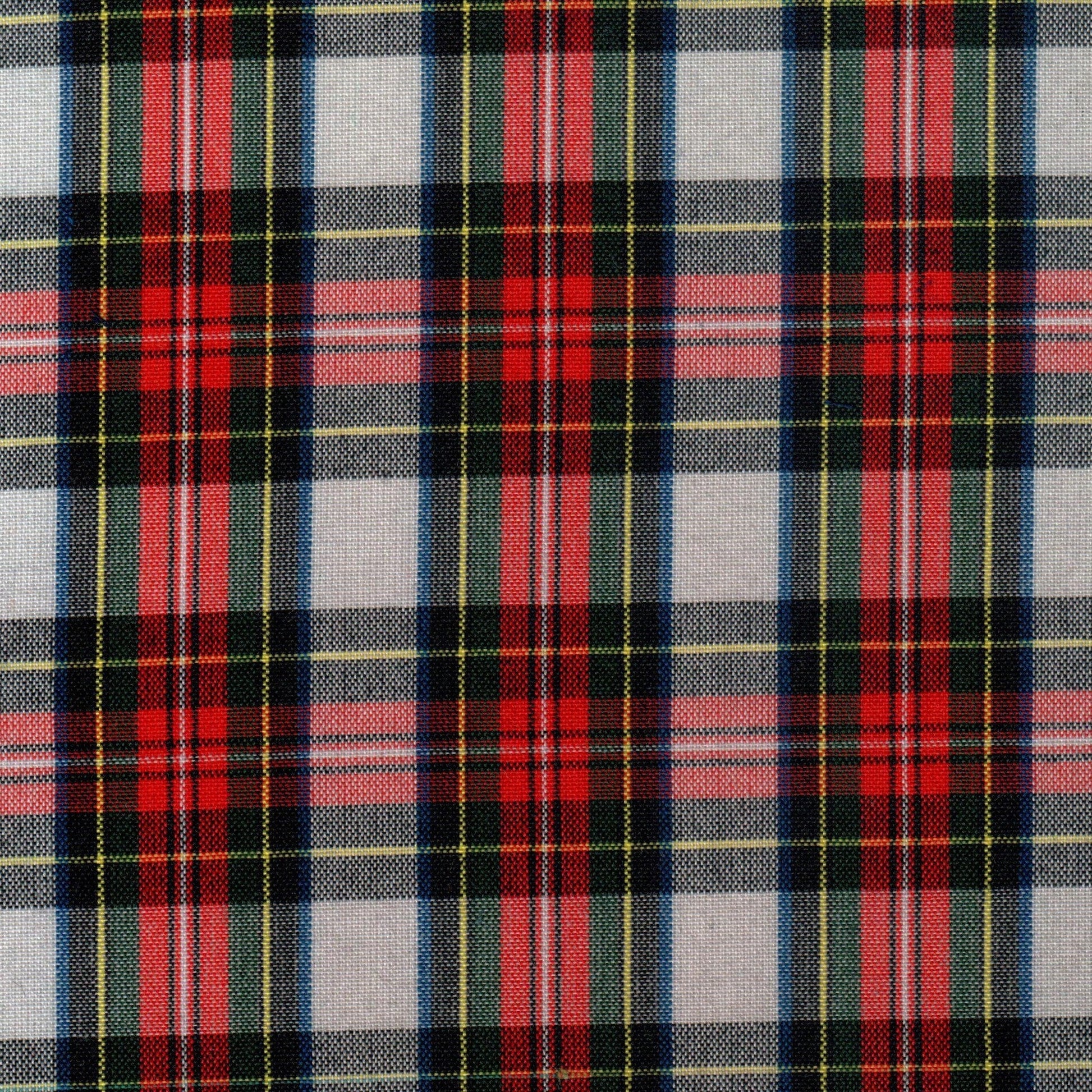 Tela Dacron SchoolLine tartán en rojo, verde, azul y negro; tela para uniformes escolares e institucionales.