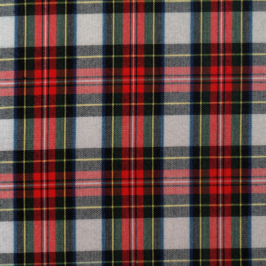 Tela Dacron SchoolLine tartán en rojo, verde, azul y negro; tela para uniformes escolares e institucionales.