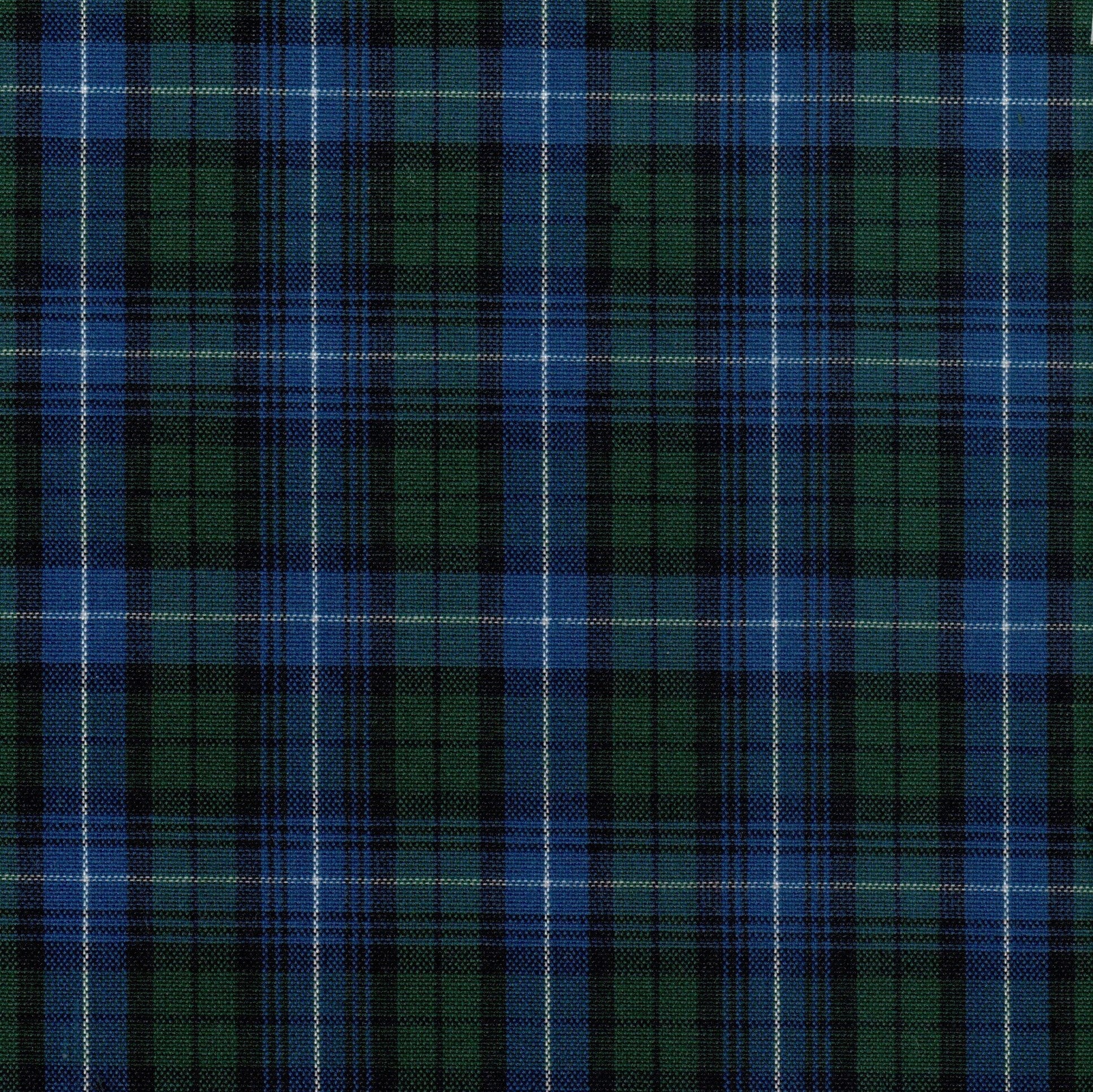 Tela SchoolLine Dacron uniforme: poliéster CS en azul y verde tartán, ideal para uniformes escolares e institucionales.