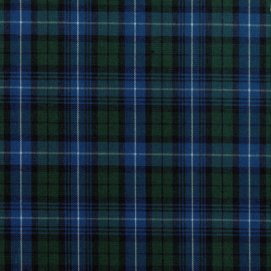 Tela SchoolLine Dacron uniforme: poliéster CS en azul y verde tartán, ideal para uniformes escolares e institucionales.