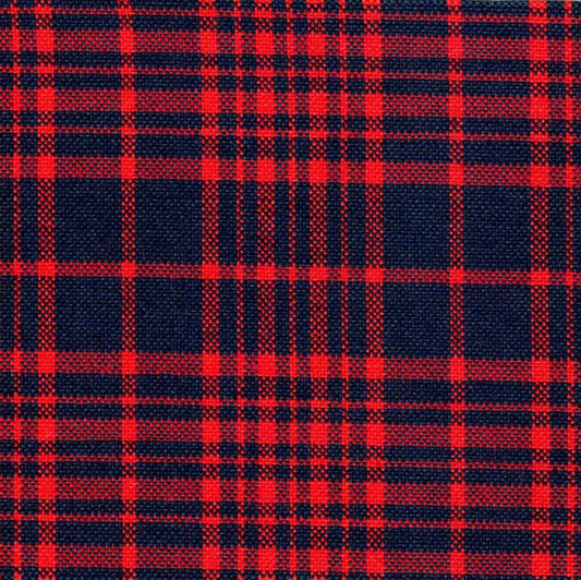 Tela a cuadros rojo y azul Dacron SchoolLine para uniformes escolares e institucionales