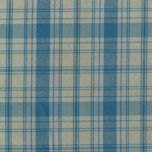 Tela Dacron CS SchoolLine en cuadros azules y beige, ideal para uniformes escolares e institucionales.
