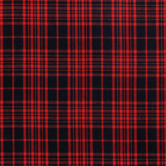 Tela 13002097 Dacron de School Line; tejido a cuadros rojo y azul marino, ideal para uniformes escolares e institucionales.