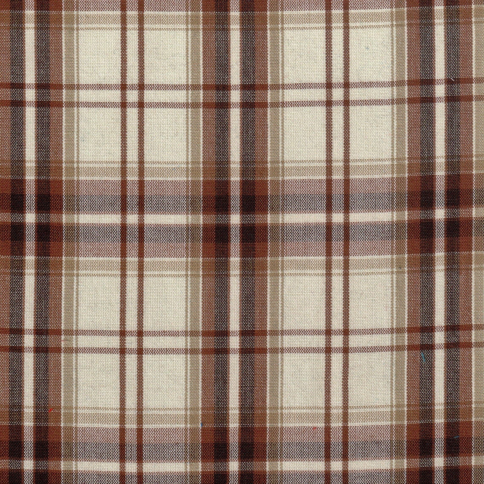 Tela Dacron SchoolLine para uniformes escolares, poliéster en diseño tartán a cuadros marrón y beige.