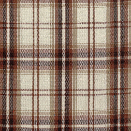 Tela Dacron SchoolLine para uniformes escolares, poliéster en diseño tartán a cuadros marrón y beige.