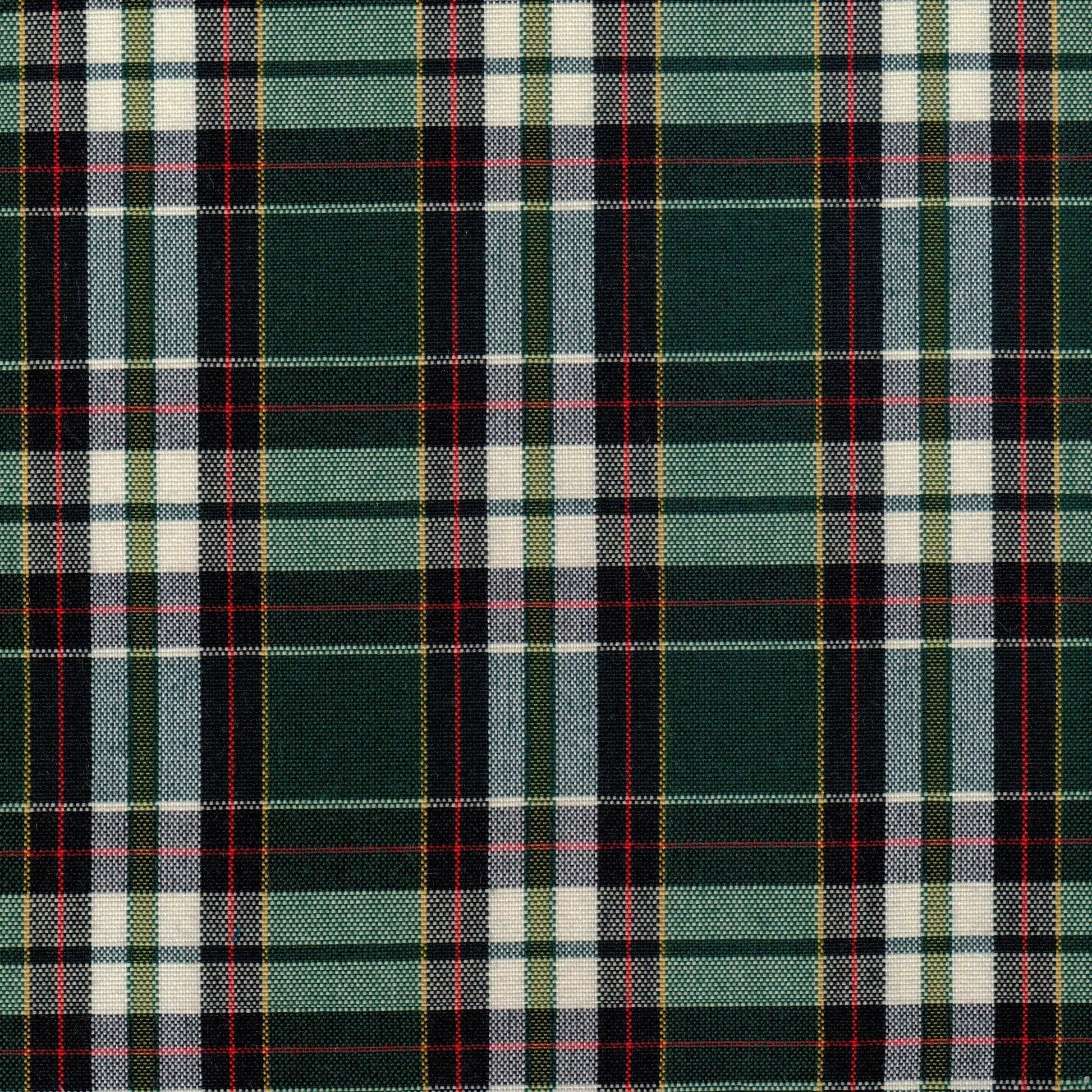 Tela SchoolLine de poliéster Dacron en tartán verde/negro con líneas rojas y blancas, para uniformes escolares
