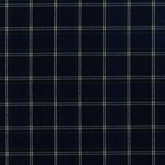 Tela 13002112 Dacron uniforme School Line, tejido a cuadros azul marino, blanco y verde para uniformes escolares e institucionales