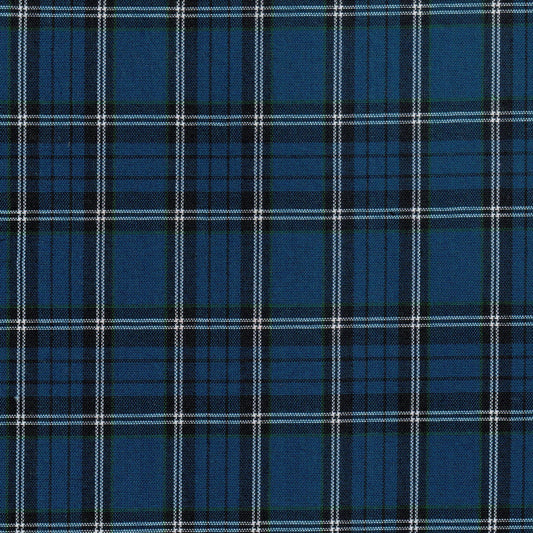 Tela 13002113 Dacron Uniforme de SchoolLine: tartán azul marino con líneas blancas, para uniformes escolares.