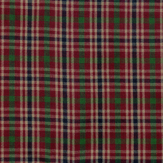 Tela Dacron SchoolLine; tejido a cuadros rojo, verde y crema en tartán para uniformes escolares e institucionales.