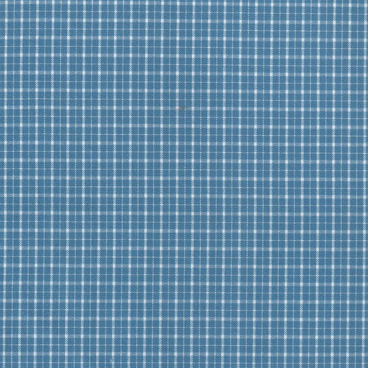 Tela azul con cuadritos blancos en Dacron, ideal para uniformes escolares; SchoolLine.