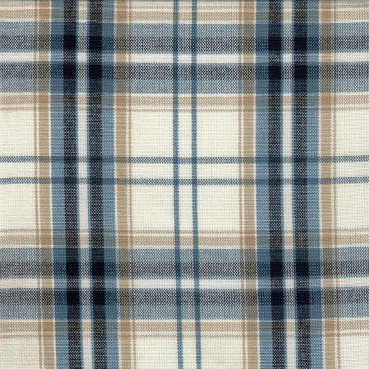 Tela 13002128 Dacron SchoolLine en cuadros azul y beige, tela para uniformes escolares e institucionales.