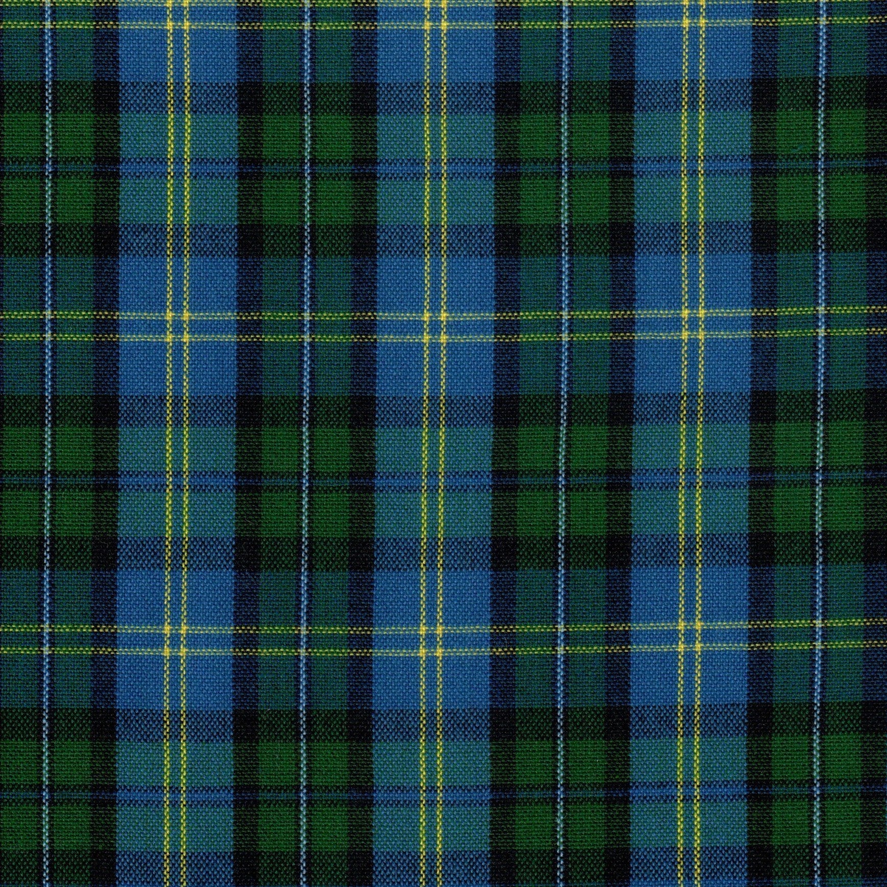 Tela SchoolLine 13002142 Dacron para uniformes; tejido a cuadros azul y verde con líneas amarillas