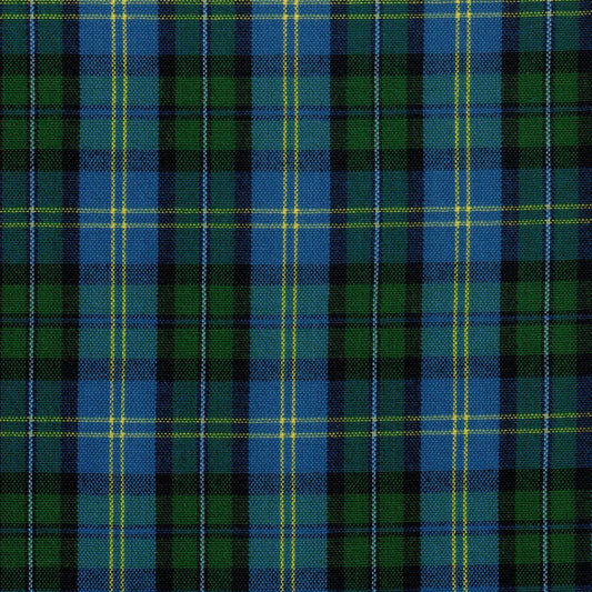 Tela SchoolLine 13002142 Dacron para uniformes; tejido a cuadros azul y verde con líneas amarillas