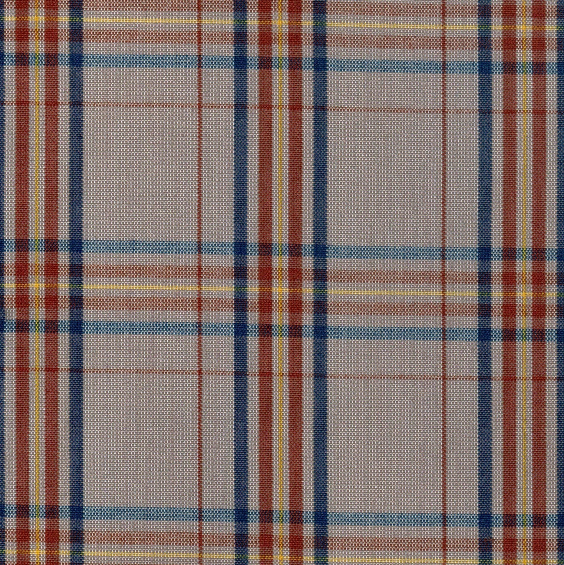 Tela SchoolLine 13002147 Dacron: tela de cuadros tartán beige con rayas rojas, azules y amarillas, ideal para uniformes escolares e institucionales