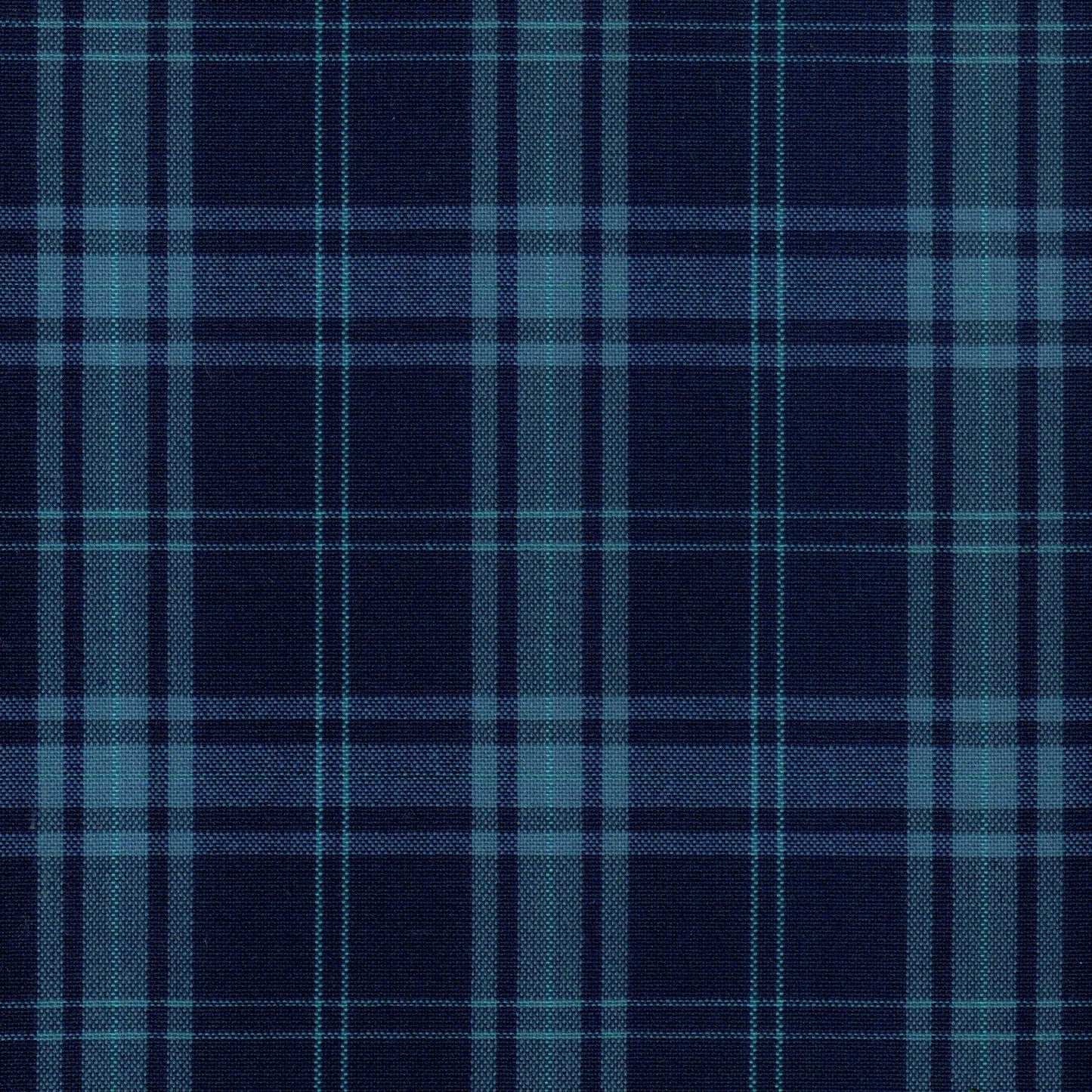 Tela Dacron SchoolLine en diseño de cuadros azul marino y turquesa, ideal para uniformes escolares e institucionales.