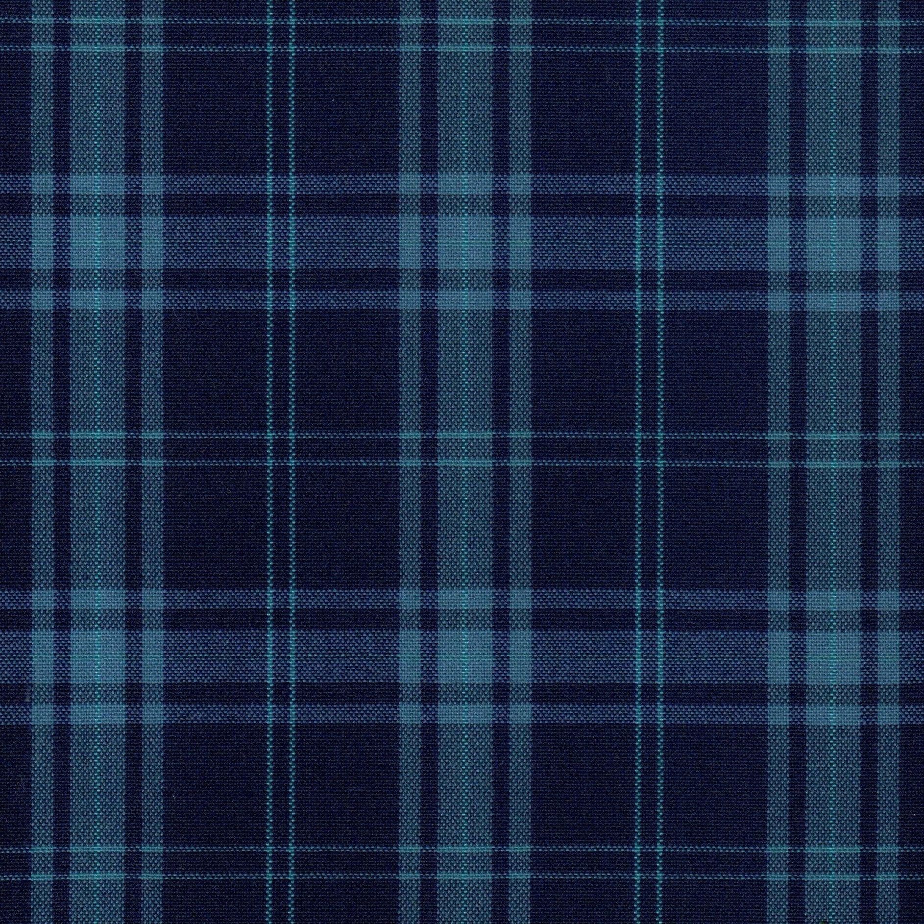 Tela Dacron SchoolLine en diseño de cuadros azul marino y turquesa, ideal para uniformes escolares e institucionales.