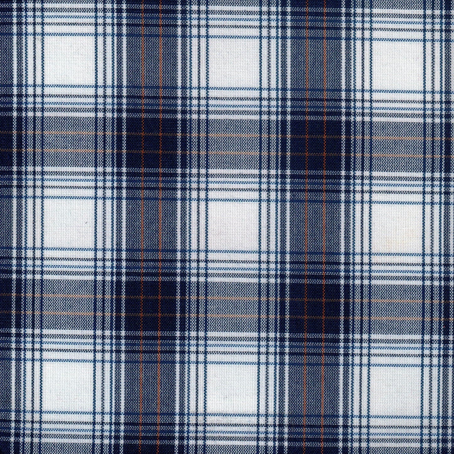 Tela 13002153 Dacron uniforme de SchoolLine: azul marino y blanco con líneas naranja, ideal para uniformes escolares.