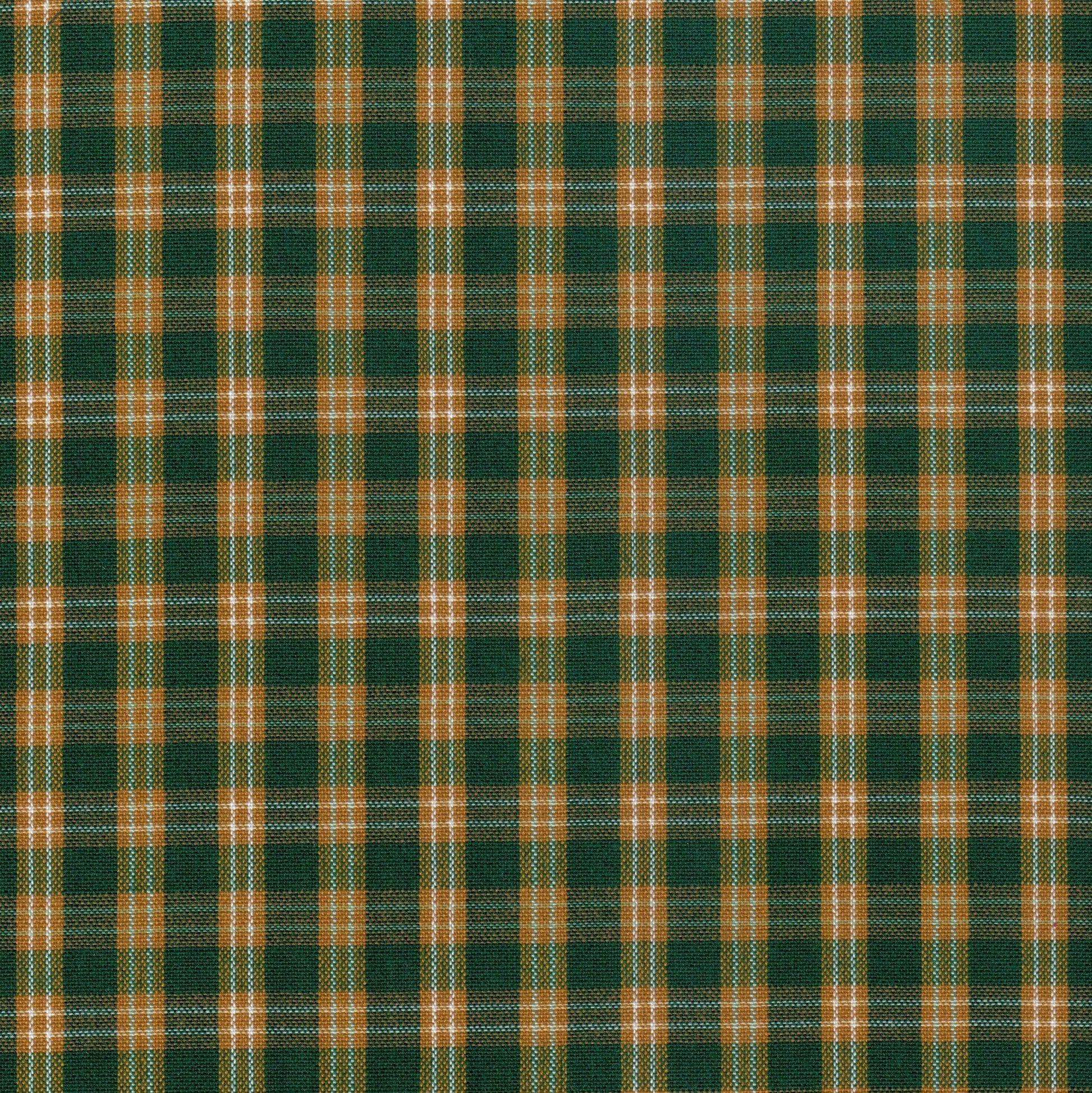 Tela SchoolLine 13002154 Dacron para uniformes escolares; tela verde y naranja a cuadros.