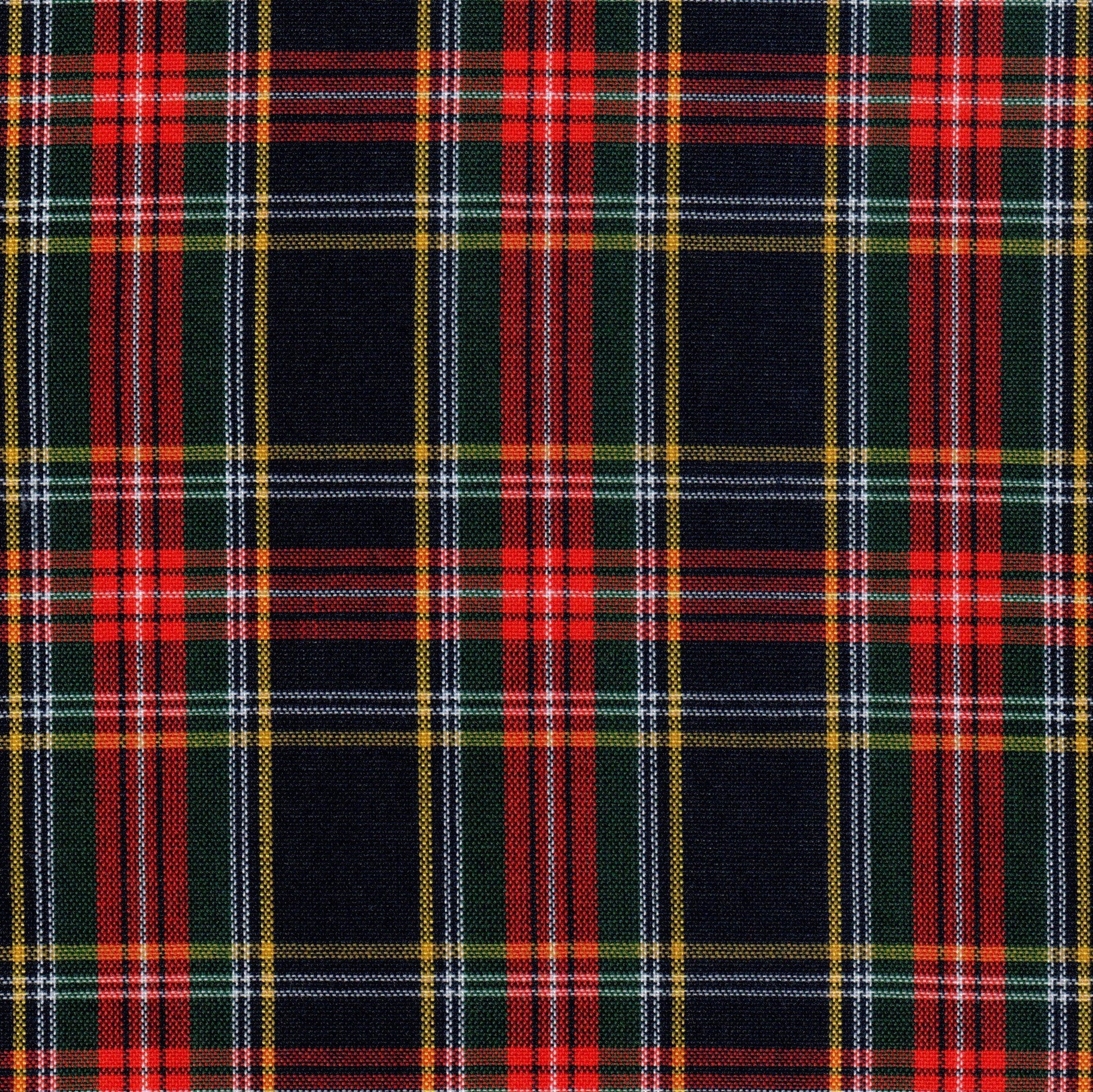 Tela 13002157 Dacron uniforme de SchoolLine en tartán a cuadros rojo, negro, verde y amarillo; ideal para uniformes escolares e institucionales