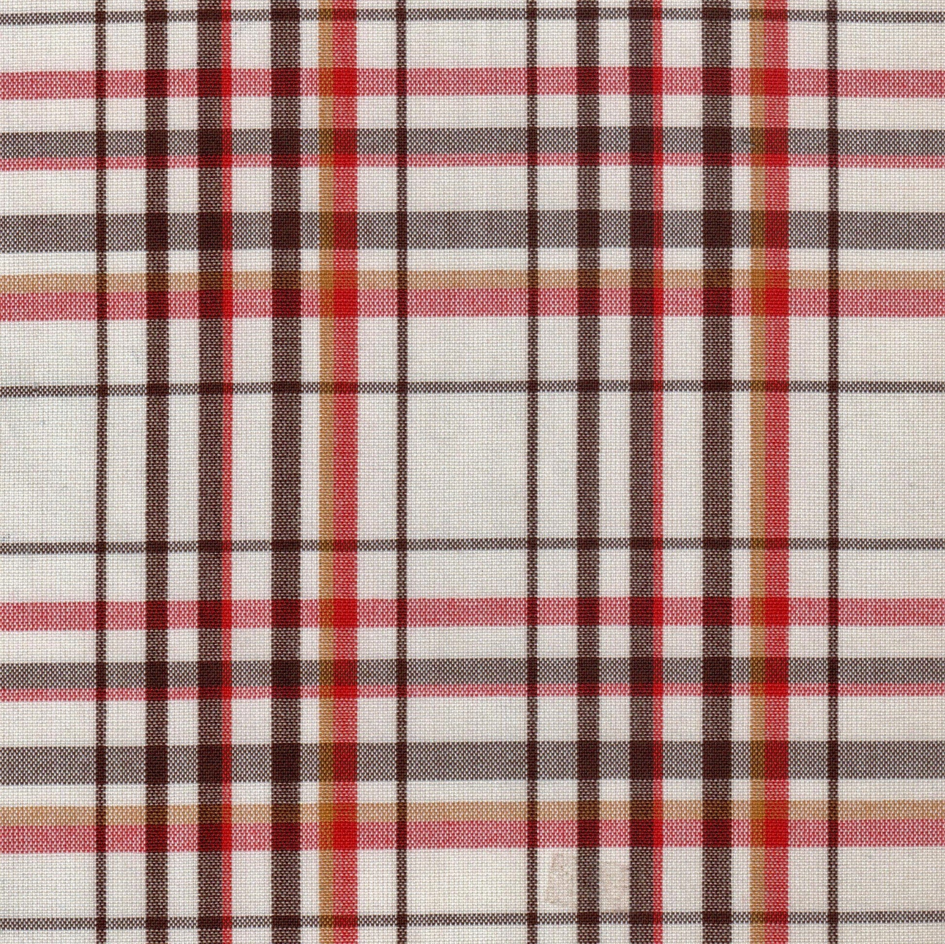 Tela 13002160 Dacron SchoolLine: tela a cuadros rojo, marrón y beige, ideal para uniformes escolares e institucionales.