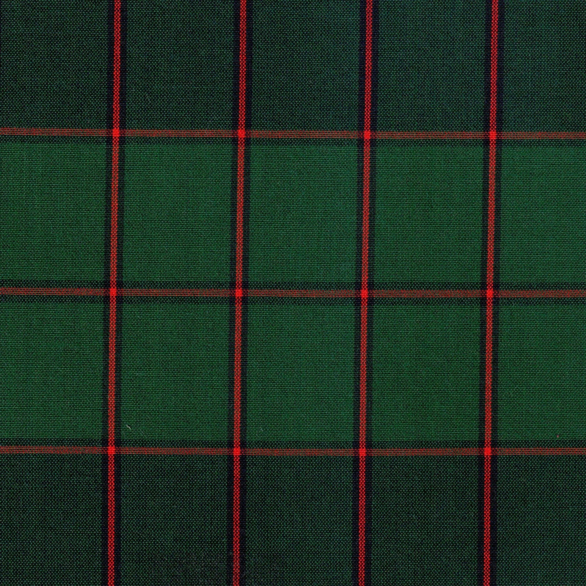 Tela 13002161 Dacron uniforme de SchoolLine, poliéster verde con cuadro y rayas rojas, ideal para uniformes escolares e institucionales