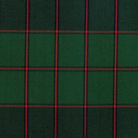 Tela 13002161 Dacron uniforme de SchoolLine, poliéster verde con cuadro y rayas rojas, ideal para uniformes escolares e institucionales