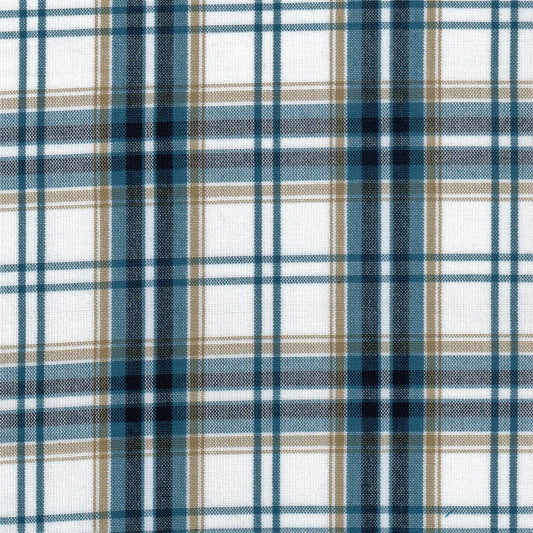 Tela 13002165 Dacron de SchoolLine: tela a cuadros azul/beige/blanco para uniformes escolares.