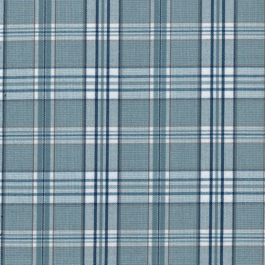 Tela Dacron SchoolLine en tejido a cuadros azul marino/celeste con líneas blancas, ideal para uniformes escolares e institucionales