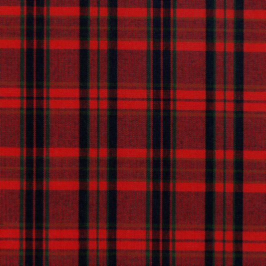 Tela 13002170 Dacron uniforme de School Line, tartán rojo y negro, ideal para uniformes escolares.