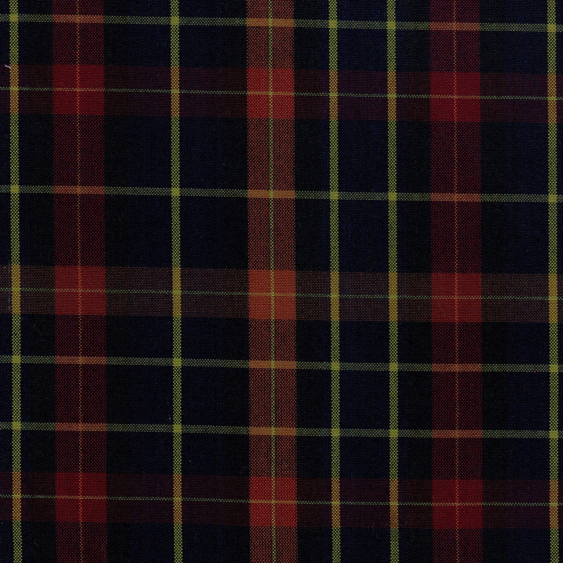 Tela 13002172 Dacron SchoolLine: tela a cuadros azul marino con líneas roja y amarilla, para uniformes escolares e institucionales.