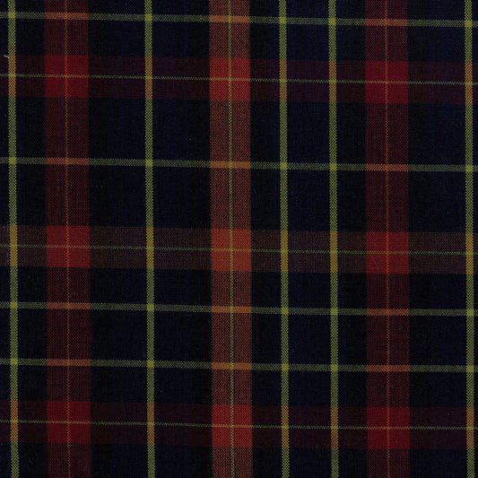 Tela 13002172 Dacron SchoolLine: tela a cuadros azul marino con líneas roja y amarilla, para uniformes escolares e institucionales.