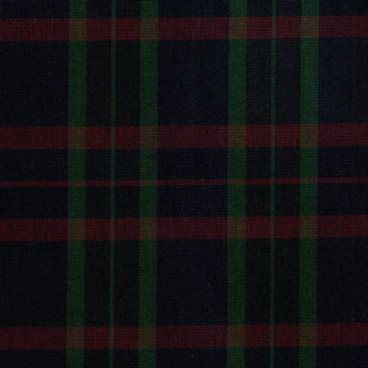 Tela SchoolLine 13002174, poliéster duradera en tartán azul marino con rayas verde y rojo para uniformes escolares.