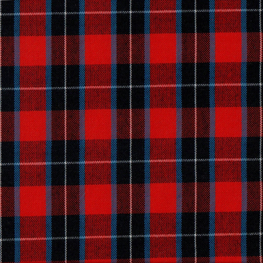 Tela 13002178 Dacron SchoolLine: tela a cuadros rojo, negro y azul para uniformes escolares e institucionales
