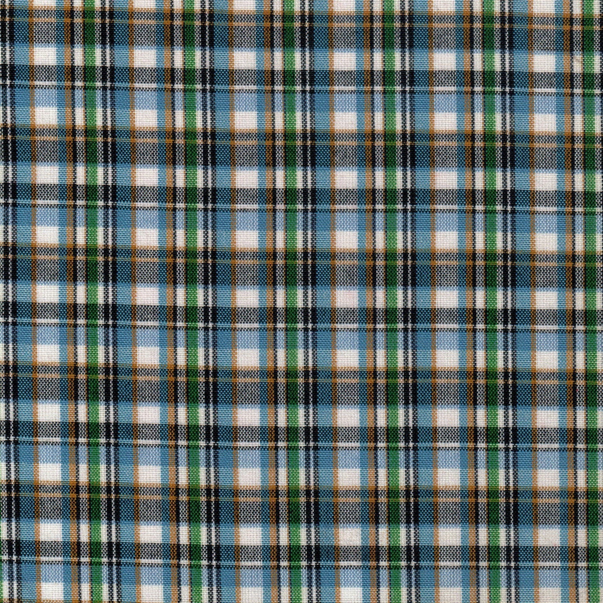 Tela Dacron SchoolLine 13002180 en estampado a cuadros verde, azul y blanco, ideal para uniformes escolares e institucionales.