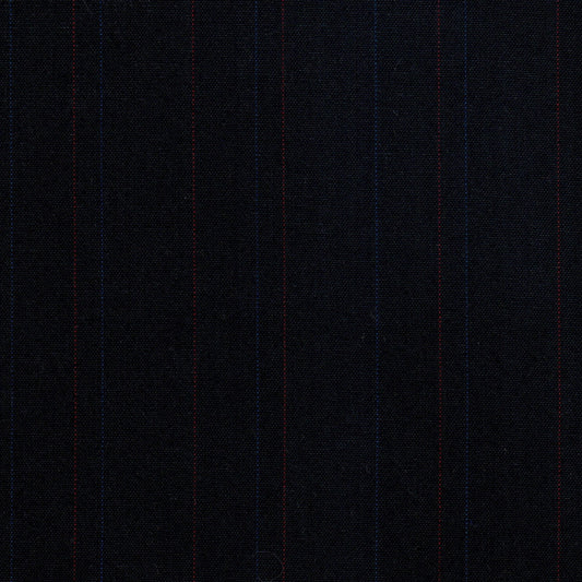 Tela SchoolLine 13002181 Dacron para uniforme; azul marino con rayas finas rojas y azules.