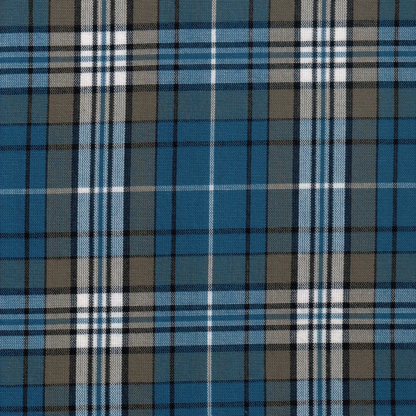 Tela tartán azul con cuadros blancos y beiges, Dacron, para uniformes escolares e institucionales SchoolLine
