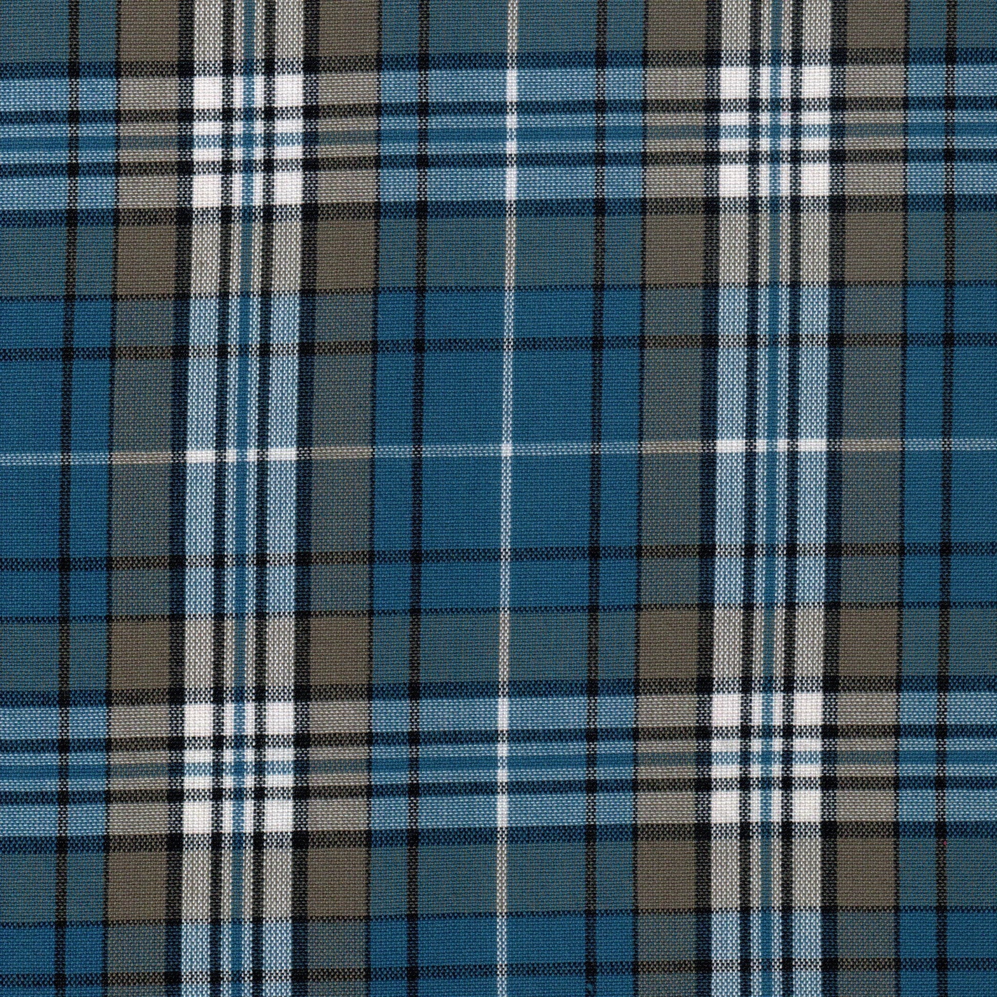 Tela tartán azul con cuadros blancos y beiges, Dacron, para uniformes escolares e institucionales SchoolLine