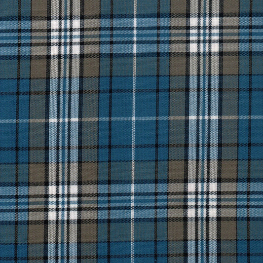 Tela tartán azul con cuadros blancos y beiges, Dacron, para uniformes escolares e institucionales SchoolLine