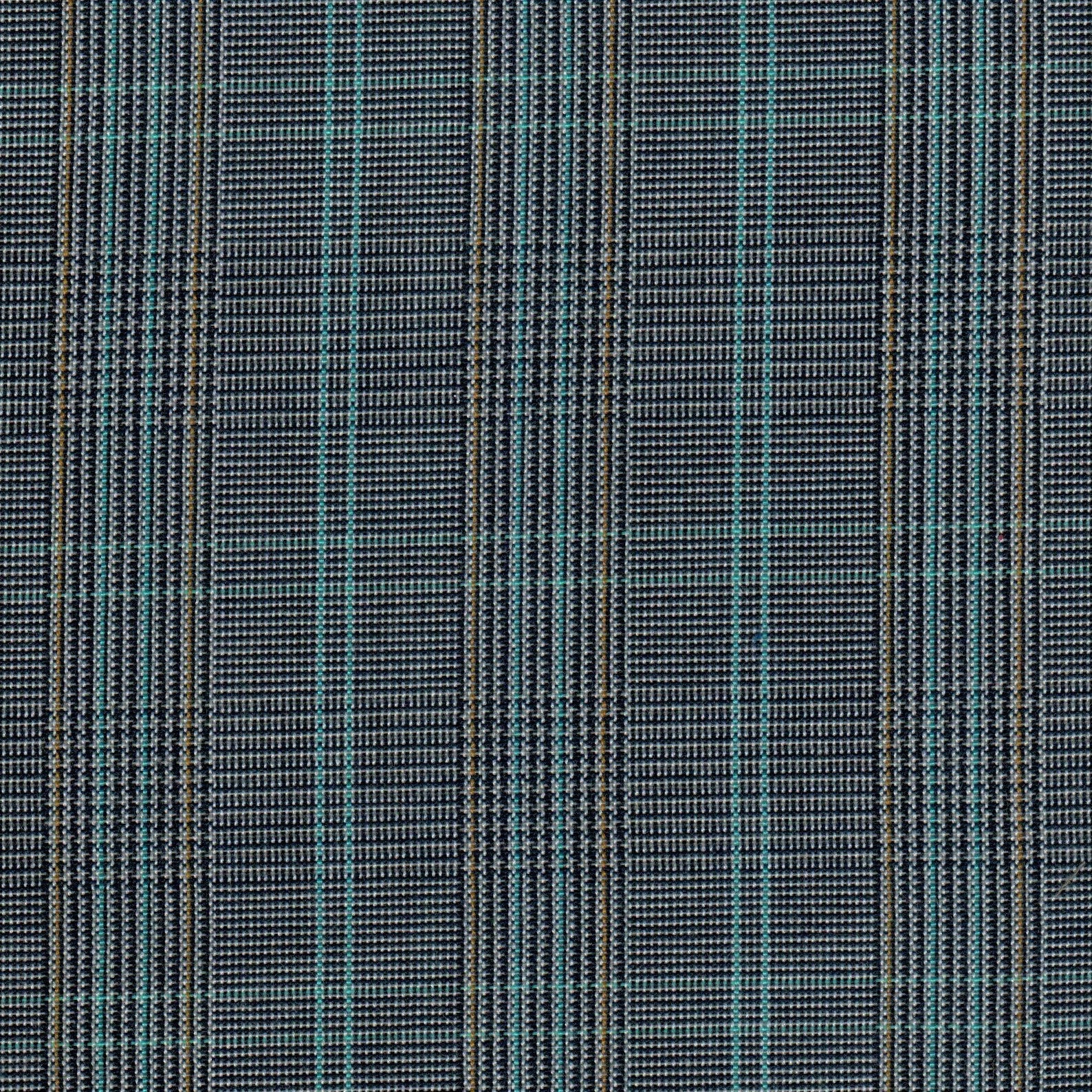 Tela SchoolLine 13002191 Dacron uniforme; tejido a cuadros azul, gris y turquesa para uniformes escolares.