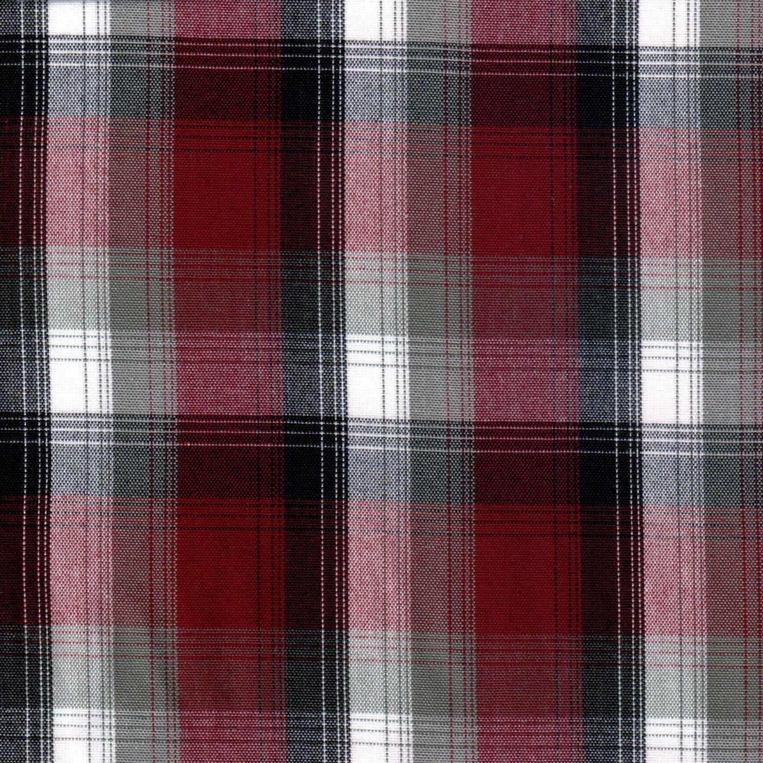 Tela 13002198 Dacron SchoolLine: tela de cuadros rojo negro gris, ideal para uniformes escolares e institucionales.