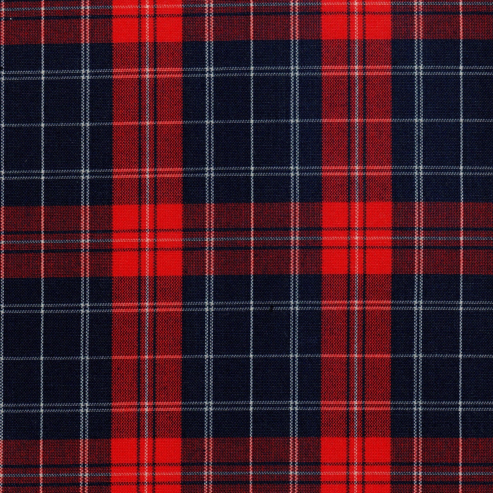 Tela 13002200 Dacron uniforme de poliéster, tartán rojo y azul marino, ideal para uniformes escolares SchoolLine.