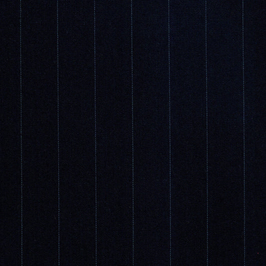 Tela Dacron SchoolLine azul marino con rayas verticales azul claro, poliéster para uniformes escolares