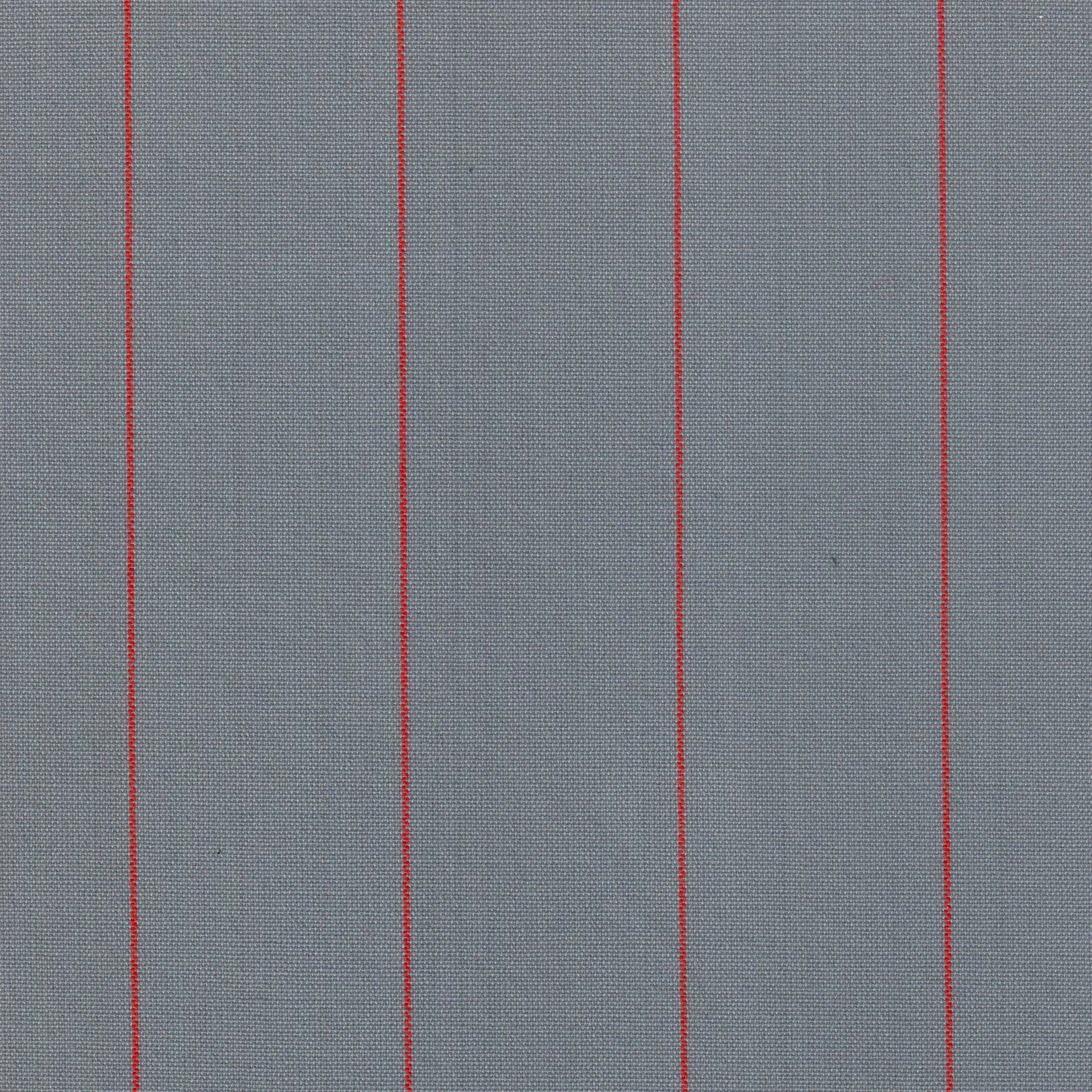 Tela Dacron SchoolLine 13002203 gris con rayas rojas verticales, ideal para uniformes escolares e institucionales.